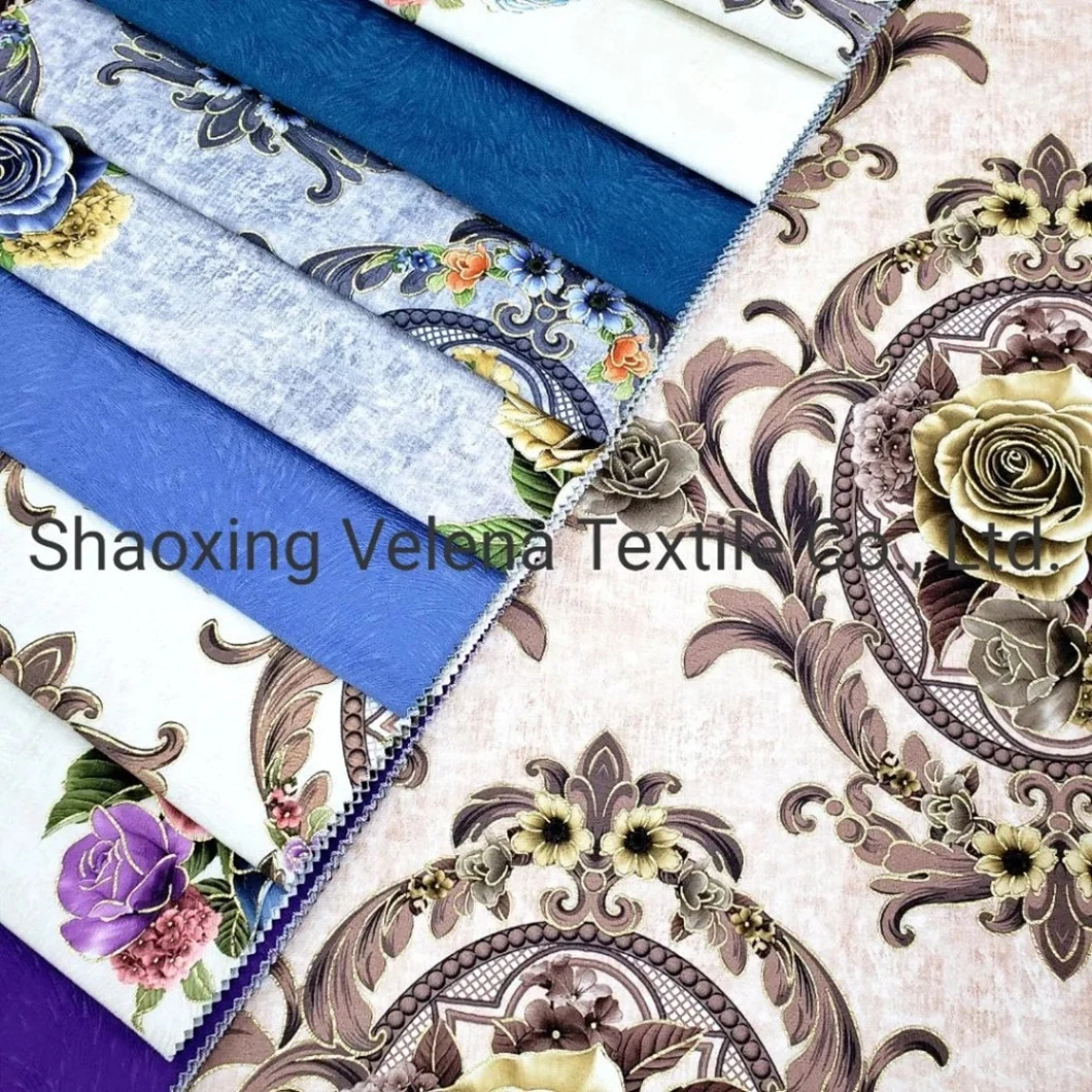 Digital Print Flower Design with Gold Foil Cotton Velvet Home Textile Furniture Fabric