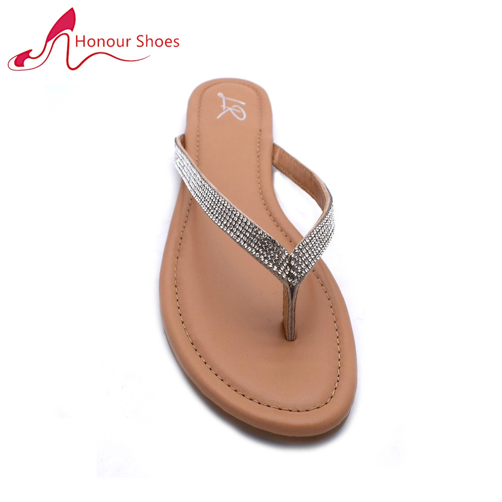 Comfortable and Soft Platform Women's Sandals Shiny Rhinestone Flip Flops