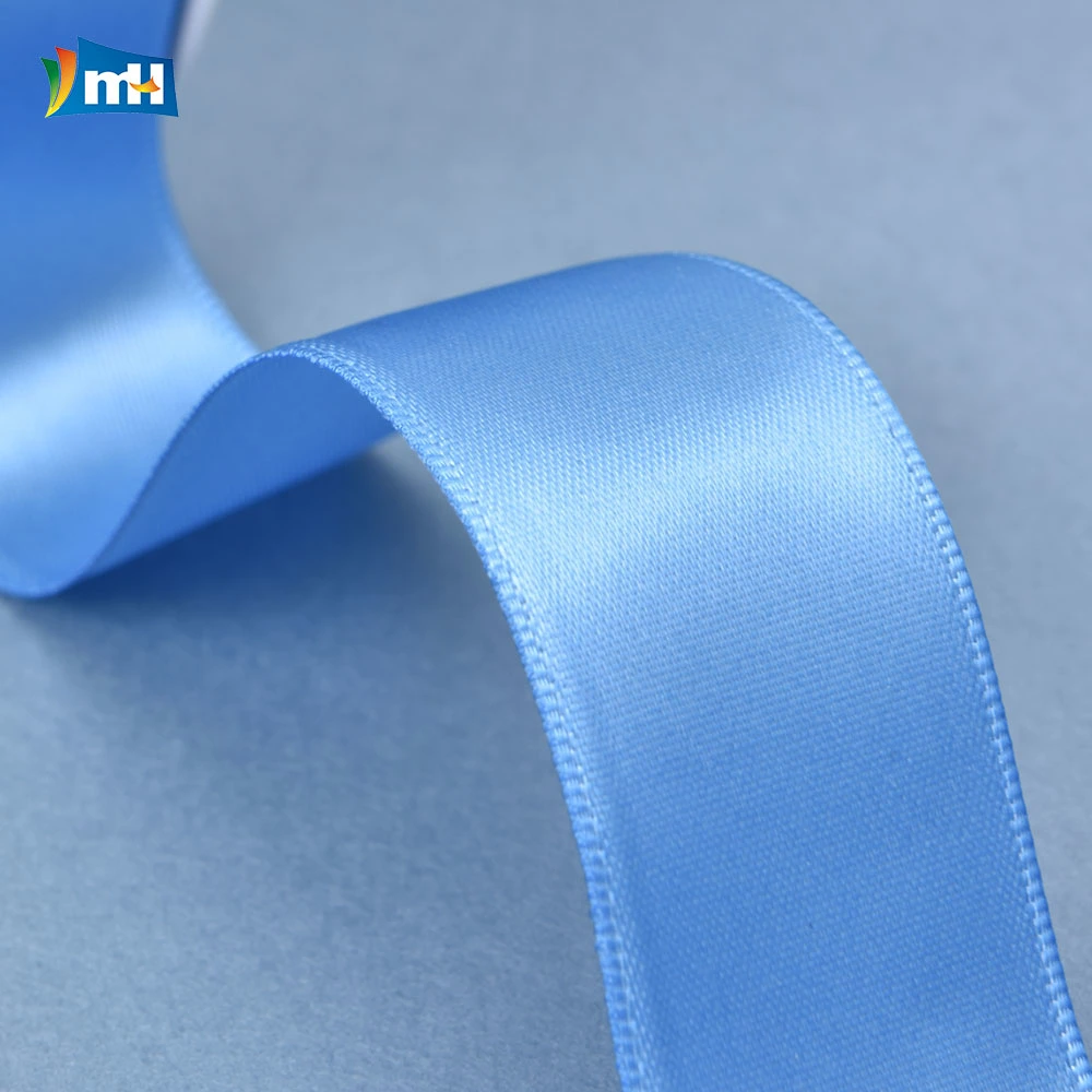 Factory Supply Blue Series Double Face Matt Satin Ribbon for Craft DIY Gift Wrapping