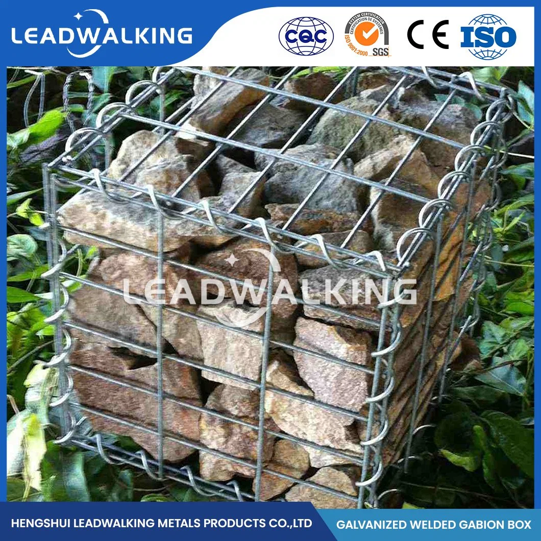 Leadwalking 60x80mm galvanisé maille Gabion Wire Mesh Haut de la fermeté d'usine de treillis soudé galvanisé la Chine de gabions 100X40X40 La taille de boîte de gabions soudés en acier galvanisé