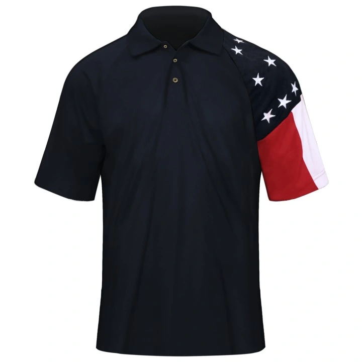 Newest Design Casual Temperament Stitching Ribbon Five-Pointed Star Embroidery Men's Short-Sleeved Polo Shirt