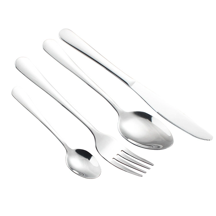 Wholesale/Supplier Custom Logo Stainless Steel Cutlery Set Knife Fork and Spoon Silver Four-Piece Set