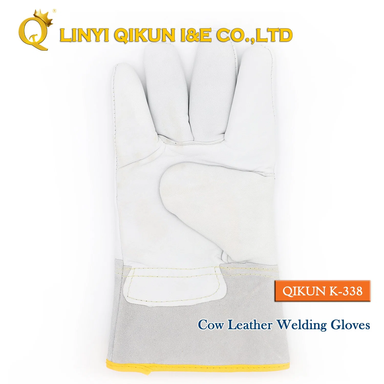 K-338 Cow Split Full Palm Liner Rubberized Cuff Leather Labor Protect Industrial Working Safety Welding Gloves