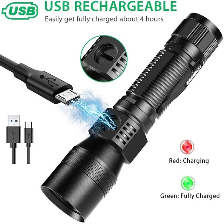 Multifunctional LED Flashlight UV Light/White Light/Red Light 7 Switch Modes Flashlights Waterproof 3 in 1 Torch Zoomable Flashlight for Camping Car Repairing