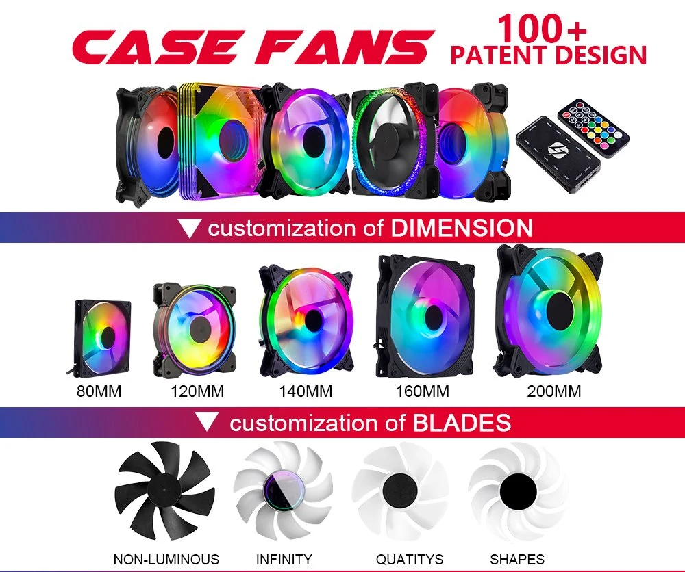 Factory OEM Custom RGB 120mm PC 6pin Computer Case Cooler 12V Argb Fan