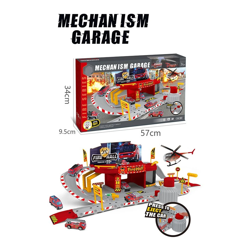 Children's Ejection Alloy Parking Lot Model Engineering Car Racing Fire Kit