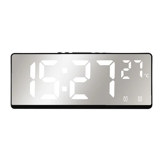 Dual Alarm Snooze Tischuhr Nachtmodus 12/24h LED Uhr