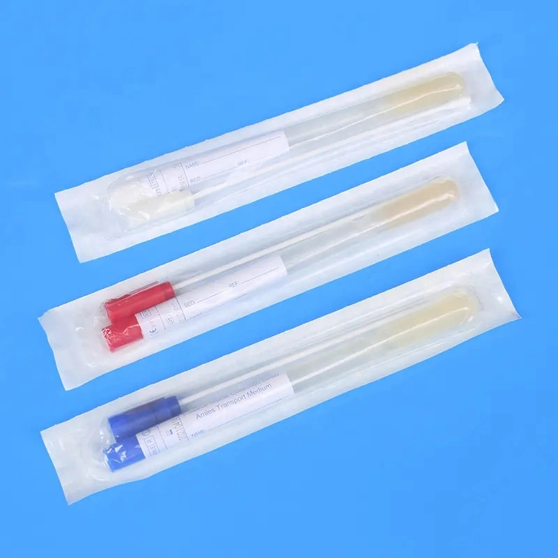 Medical nylon Fiber Female nasal Flock Swab Sample Collection nasofaríngeo Kit de conjunto de teste do tubo do braço de transporte