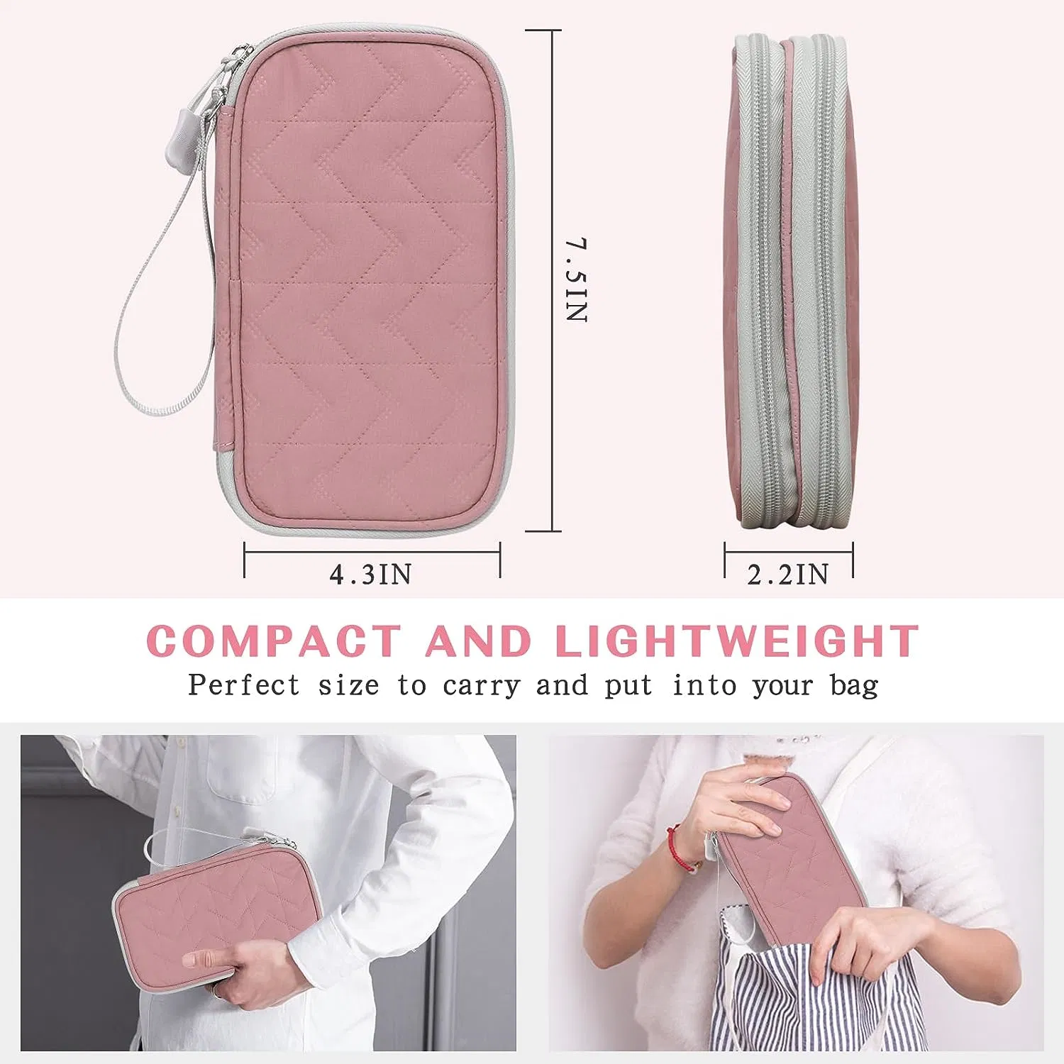 Electronic Organizer, Travel Cable Organizer Bag Pouch Electronic Accessories Carry Case Portable Waterproof Double Layers