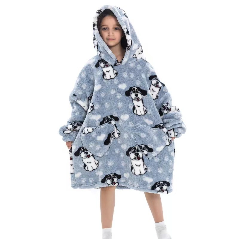 Wearable Blanket Hoodie with Sherpa Fleece for Kids