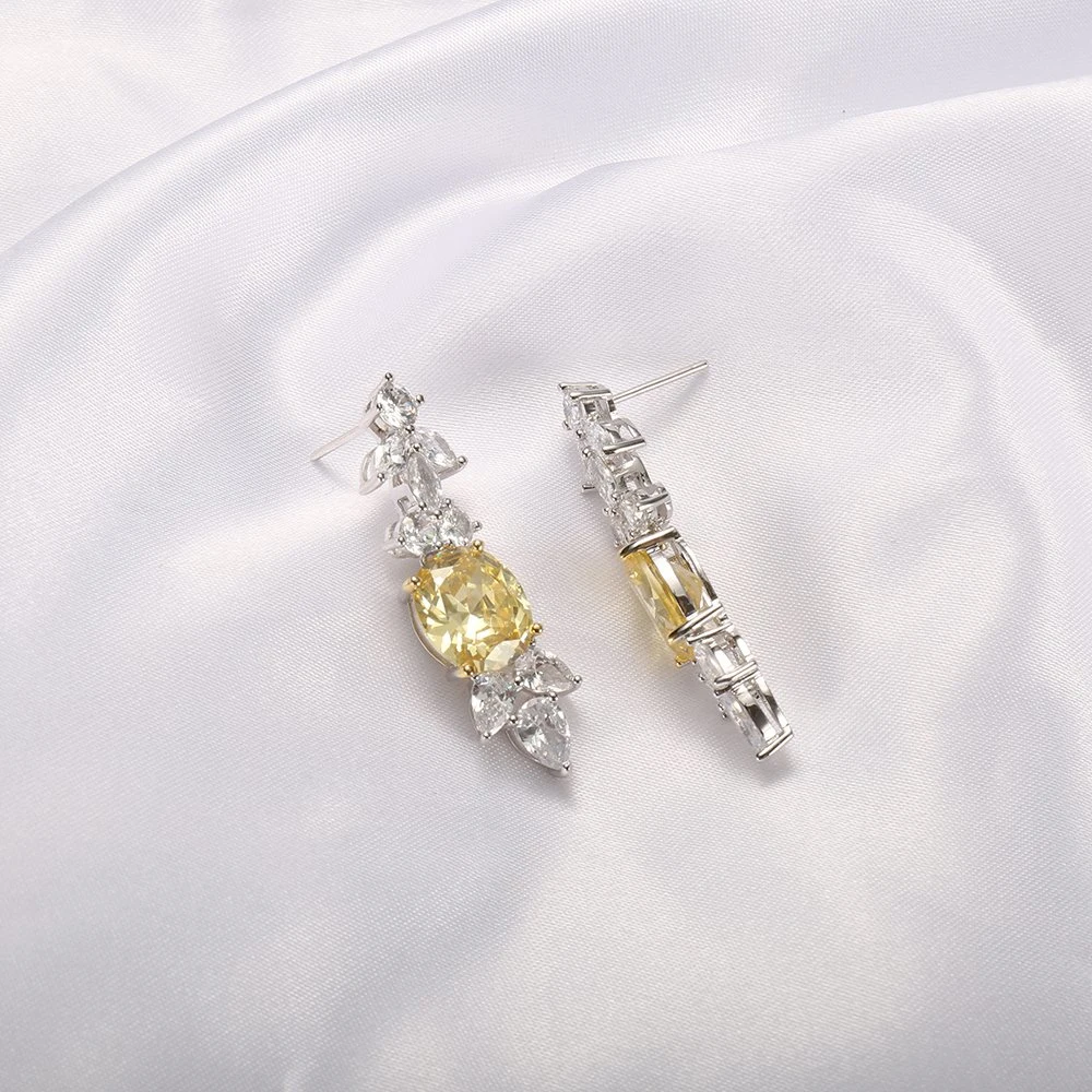 Kirin Jewelry Wholesale/Supplier Bridal Accessory Fashion Jewelry European Flower 925 Sterling Silver Earrings for Women Ladies Drop Diamond Earrings