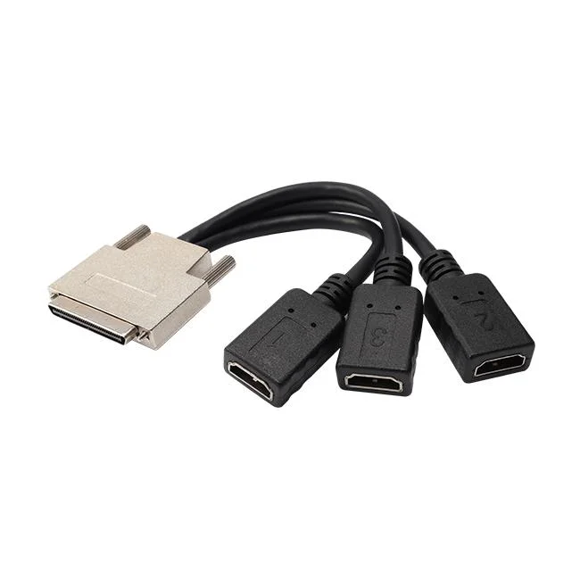 Factory Price High quality/High cost performance Stable Video Transfer Black Vhdci SCSI68 Male to 3 HDMI Female Splitter Cable for 1 Vhdci Video Sharing 3 Monitors