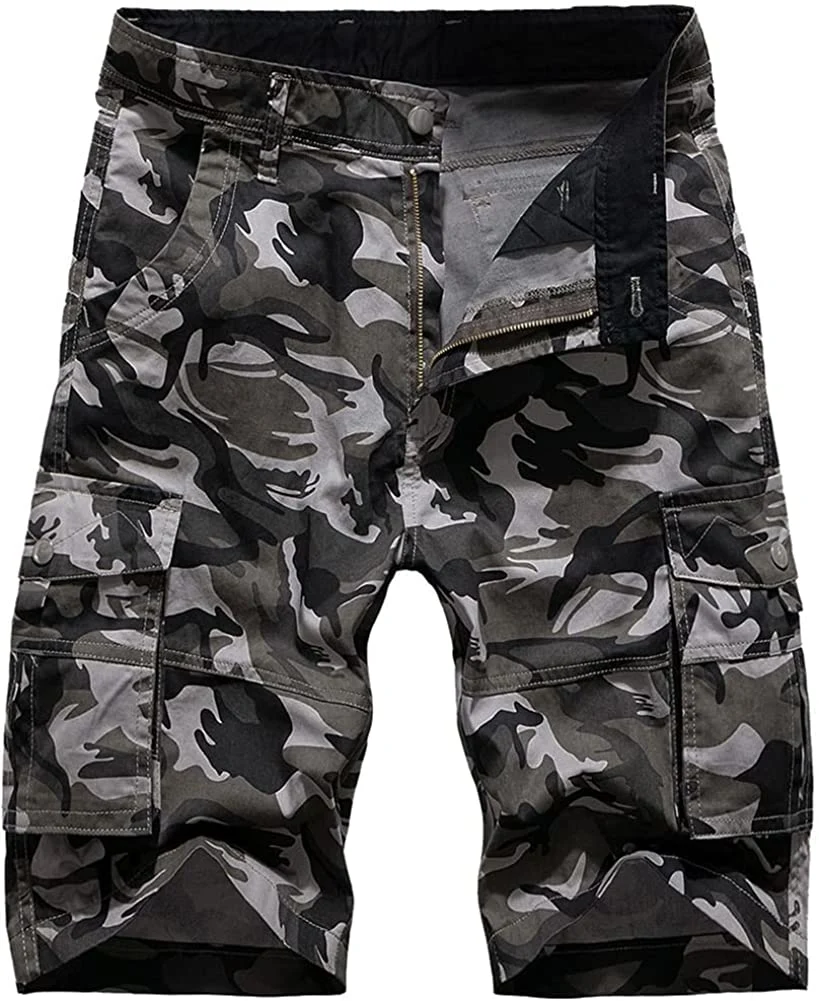 Colocar Comouflage relajado al aire libre Camo Cargo Shorts para hombres