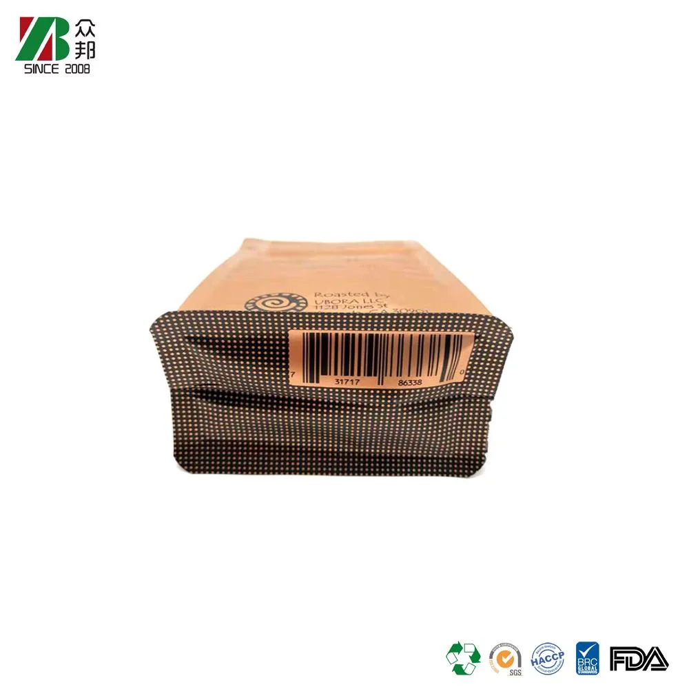 Eco-Friendly Degradable Food Grade Plastic Box Bottom Coffee Snack Kraft Paper