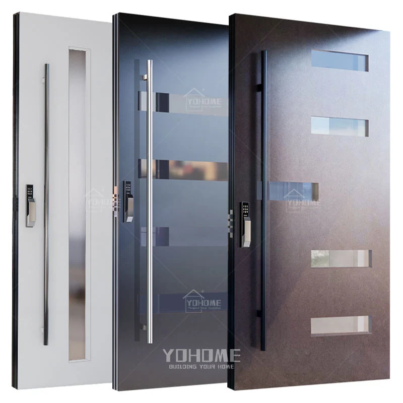 China Top Manufacturer Custom Steel and Glass Door Stainless Steel Security Door Entrance Main Modern Exterior Door Cast Aluminum External Door Pivot Front Door