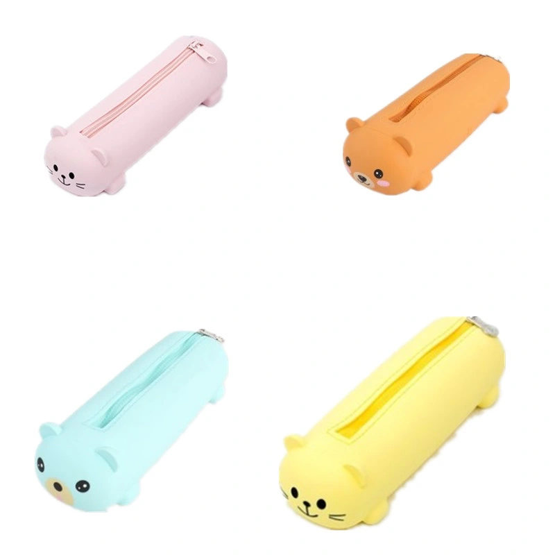 Custom Cute Animal Shape Silicone Kids Pen Bag School Student Pencil Bag