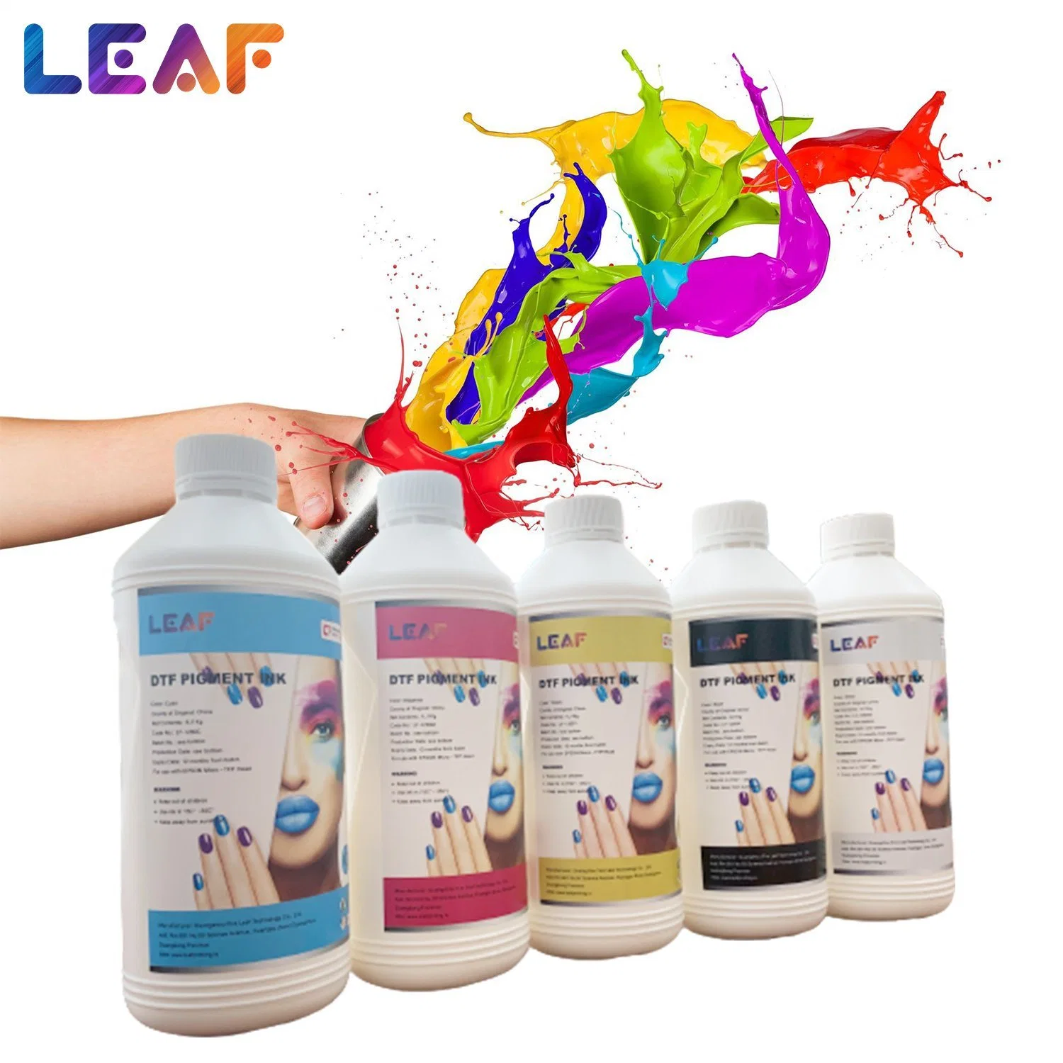 LEAF Dtf Pigment cmykw color Inks for Epson Printhead T Shirt Printing