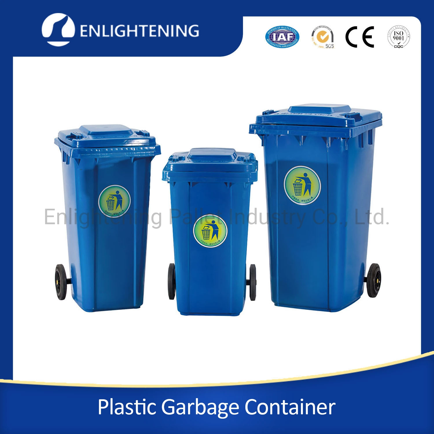 Outdoor Dumpster Garbage Bin Industrial Plastic Waste Bin Container Recycle Dustbin with Rubber Hole and Lock