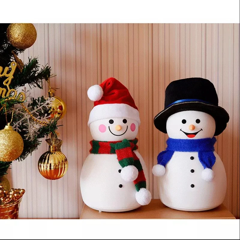 Hot Sale Christmas Gift Snowman LED Table Lamp Rechargeable Musical Night Lamps and Sound Toy for Kids Babywarm Light Source Cute Snowman Baby Night Lights