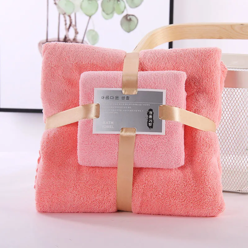 Coral Velvet Absorvent toalla de baño de regalo de 2 piezas Establecer