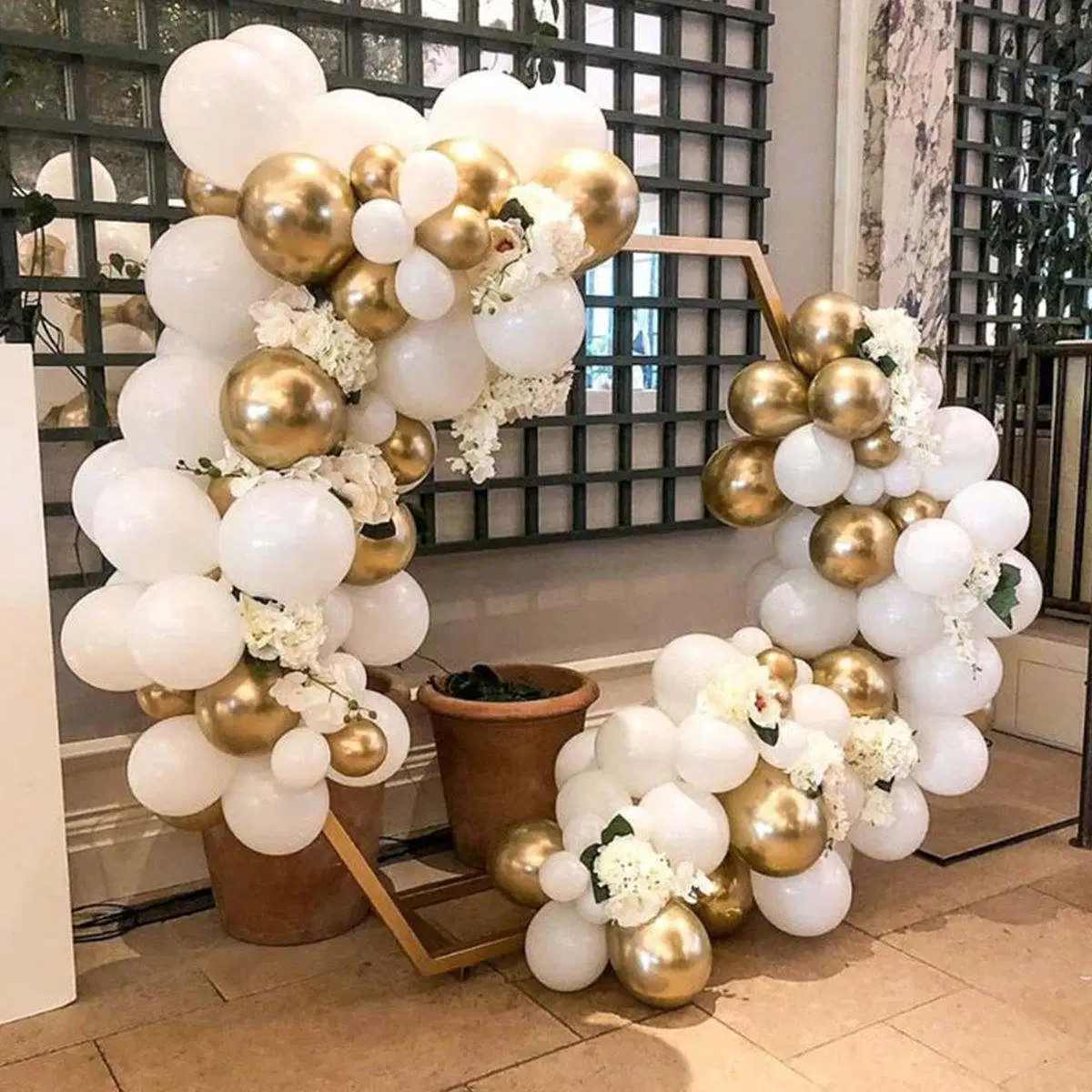 DIY Decoration Birthday Wedding Party Supplies Gold White Latex Balloon balloon Stand Arch Garland Kit Set for Sale