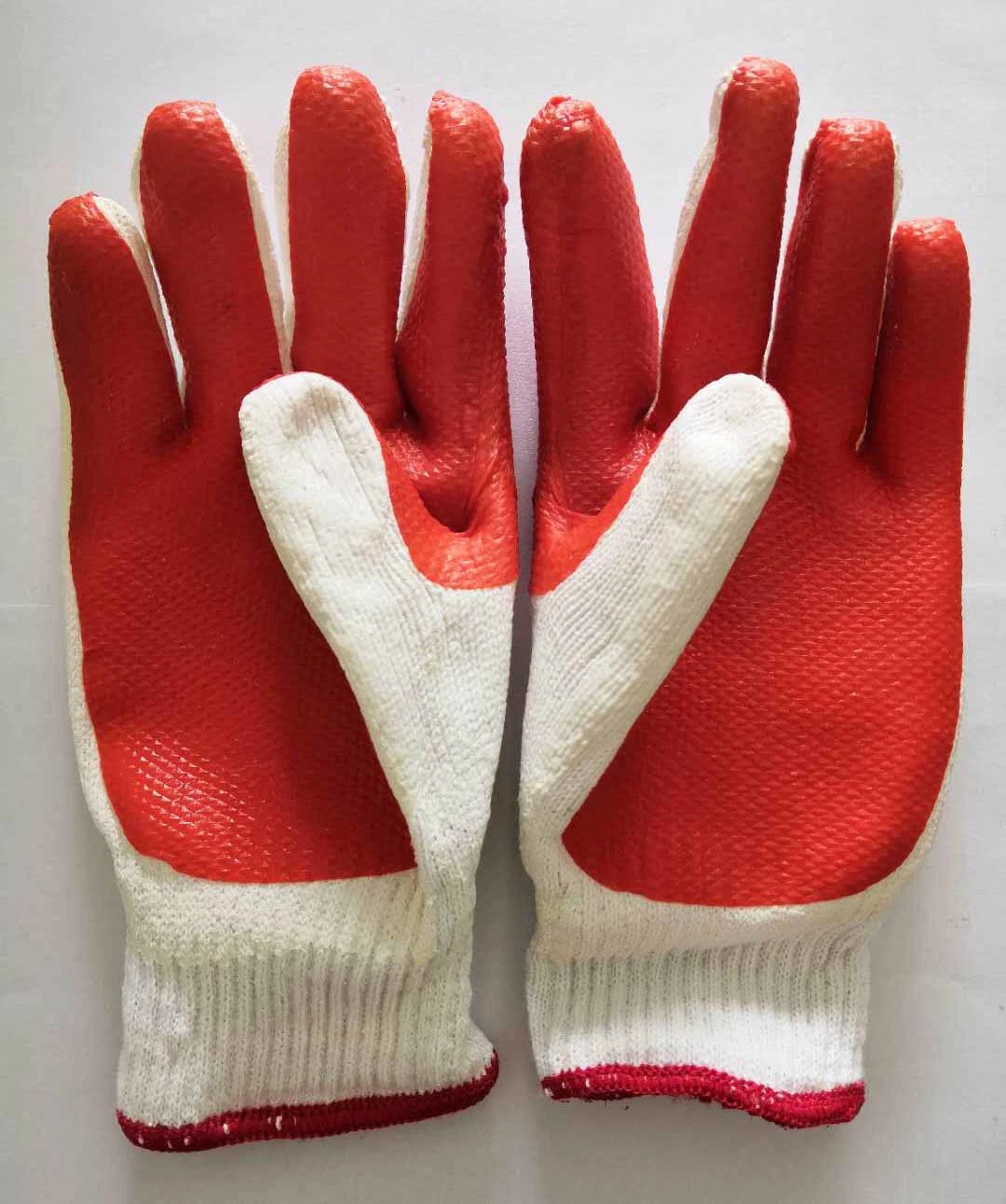 White Color 10 Gauge Cotton Knitted Latex Coated Construction Work Safety Gloves Labor Work Gloves