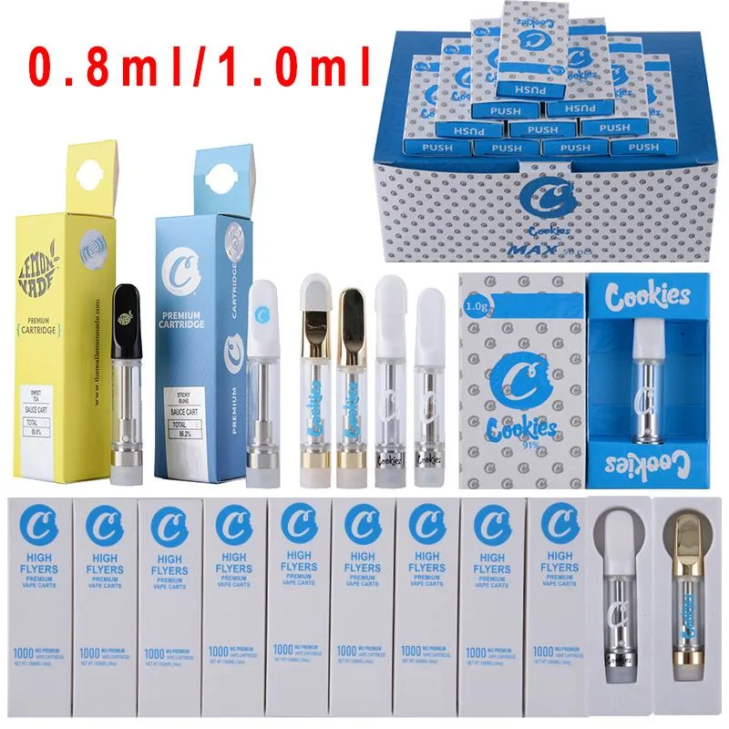 Cookies Newest Packaging 0.8ml 1.0ml 510 Thread Coil D8 Vape Pen Disposable/Chargeable E Cig Device Empty CB/D Extract Distillate Oil Cartridge Carts Vaporizer