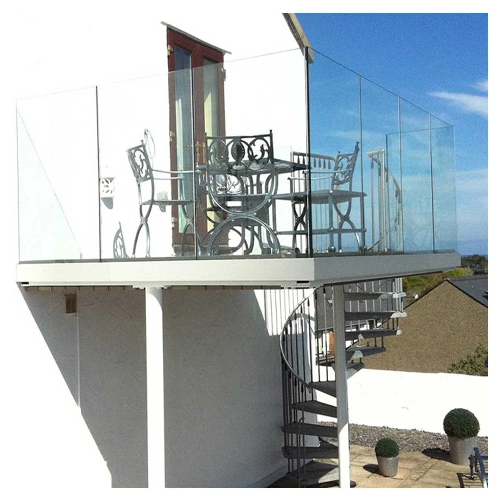 Aluminum U Channel Frameless Glass Balustrade Modern Handrail