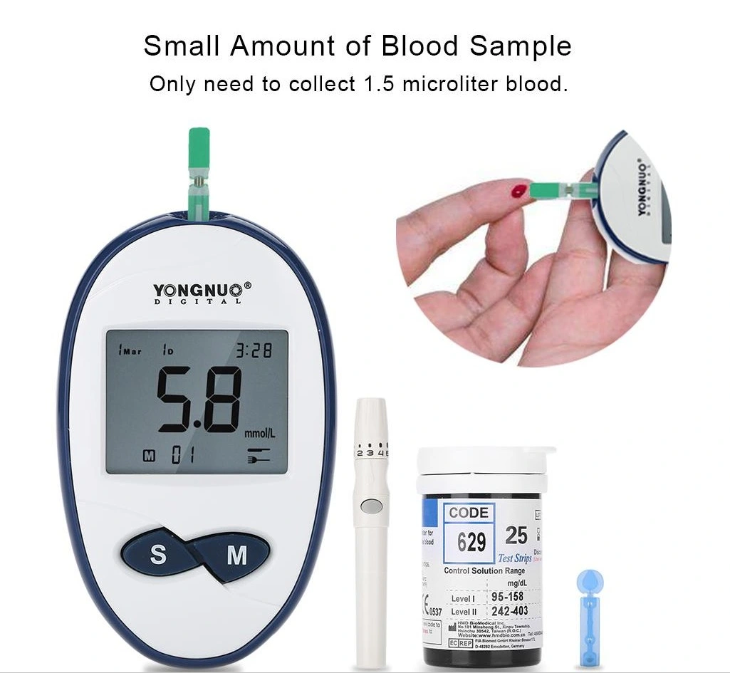 Household Medical Grade Glucometer with Test Strips China Blood Sugar Glucometer