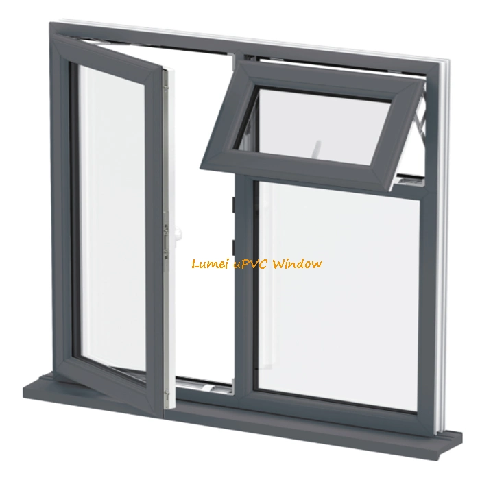 White Gray Black Wood Color UPVC Window Door