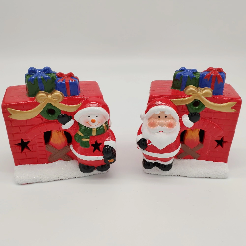 Hand-Painted Ceramic Santa /Snowman Organent Porcelain Christmas Tealight Holders