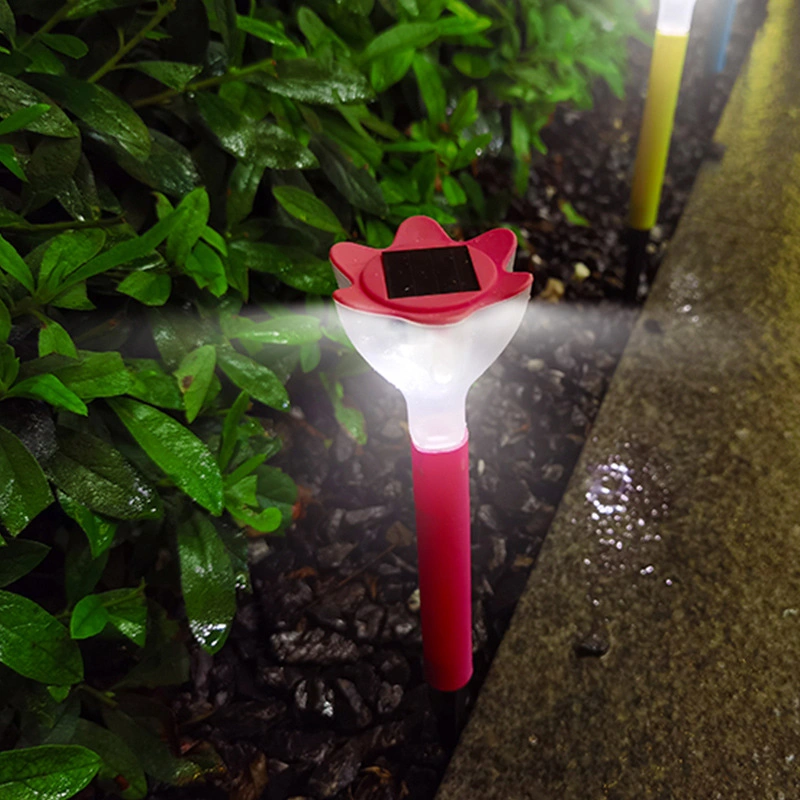 Plastic Flower Shape Solar Lawn Lamp Outdoor Spike Solar Power Garden Outdoor Lights