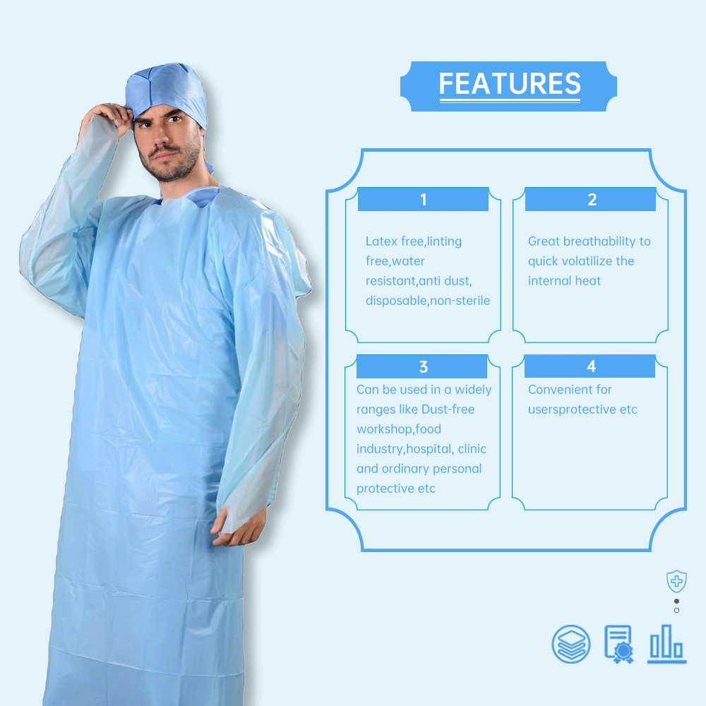 Professional Disposable Nonwoven Patient Gown CPE Waterproof Oilproof