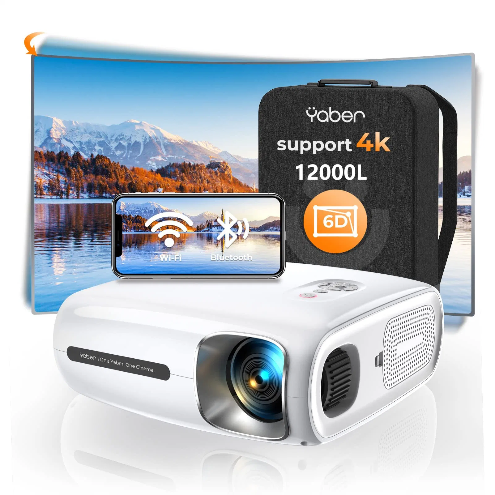 Yaber pro V7 12000L 5G WiFi Bluetooth-Projektor, Unterstützung für Native 1080p Projektor 4K, Auto 6D Keystone-Korrektur &amp;4p/4D, HD-Filmprojektoren Heim- und Außenvideo 4