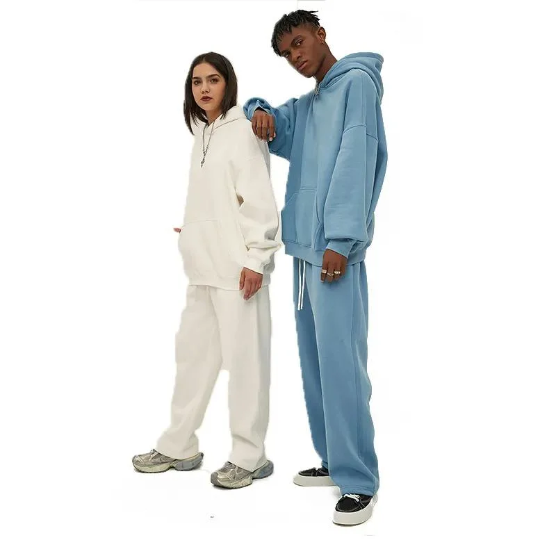 Fashion Sportswear Tracksuit Oversized Unisex Wide Leg Sweatpants and Hoodie Set