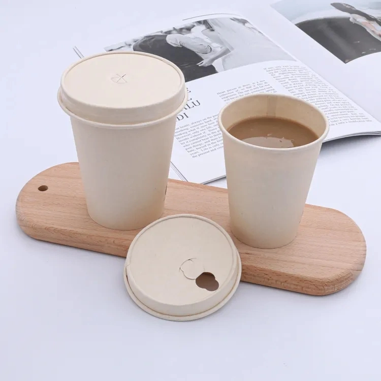 Disposable Paper Lids Degradable Bagasse Sugarcane for Hot Drink Packing Paper Coffee Cup Cover