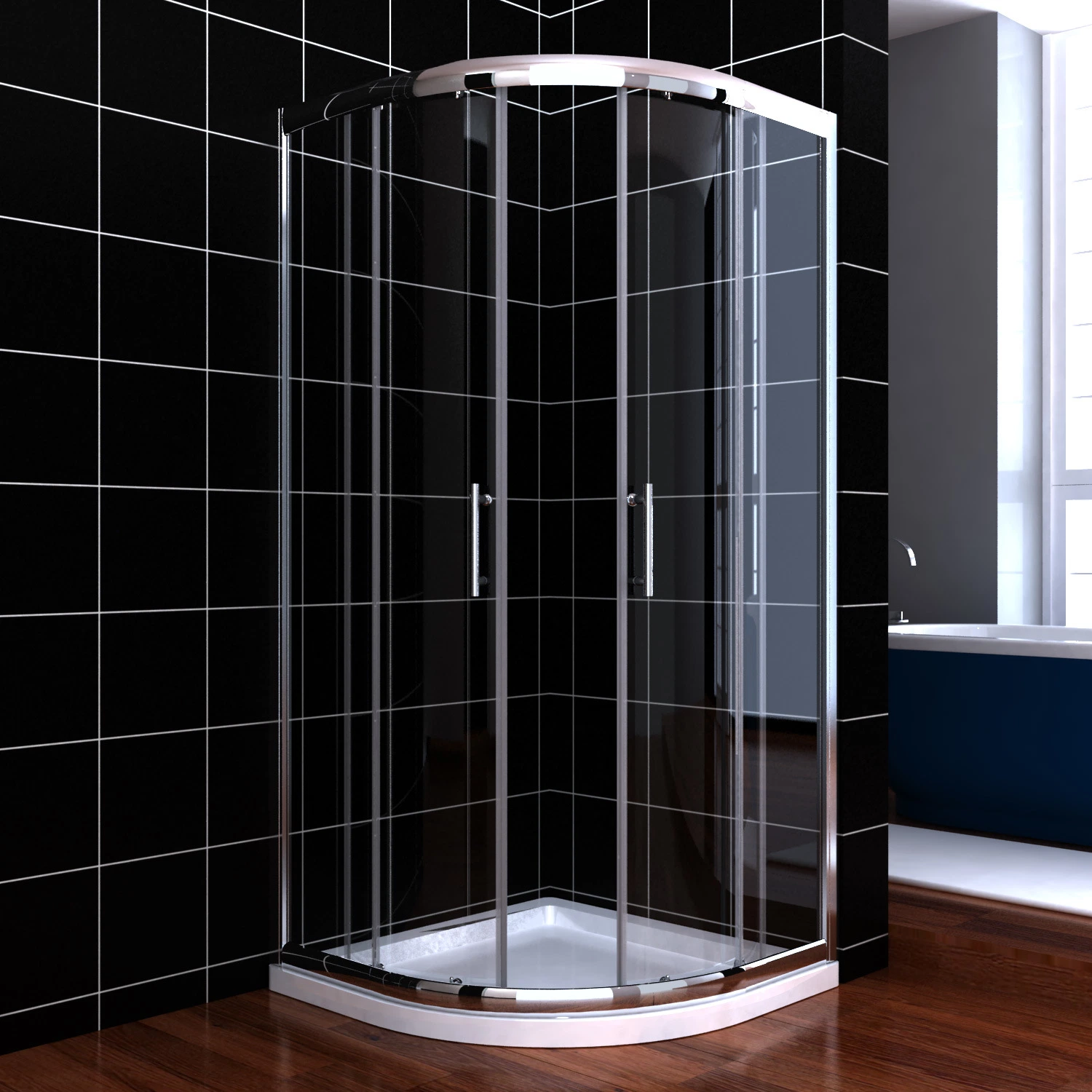 Shower Screen Framed Matt-Black Hardware Glass Shower Enclosure Door