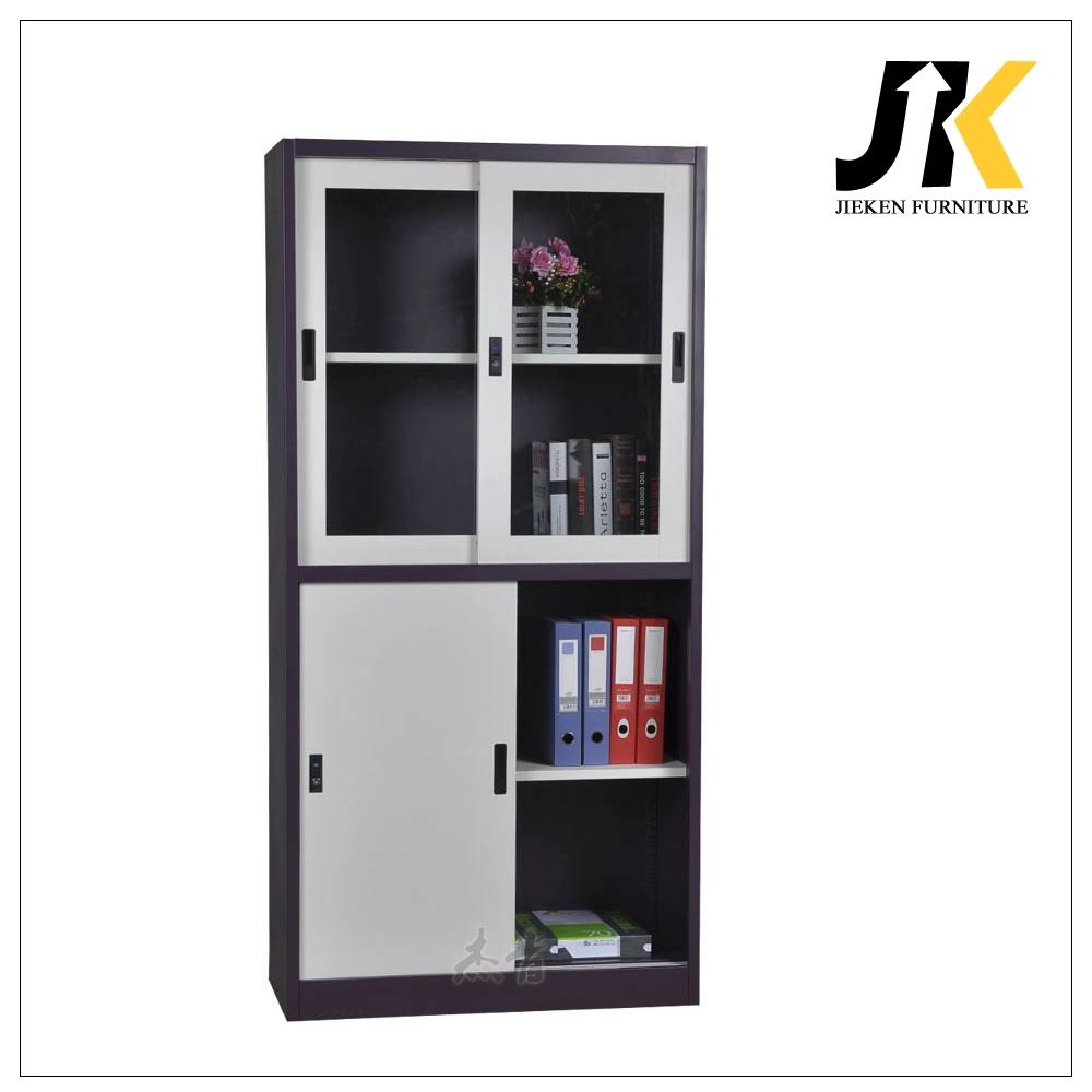 Steel File Glass Door Filing Cabinet Sliding Door Bookcase for Office or Home