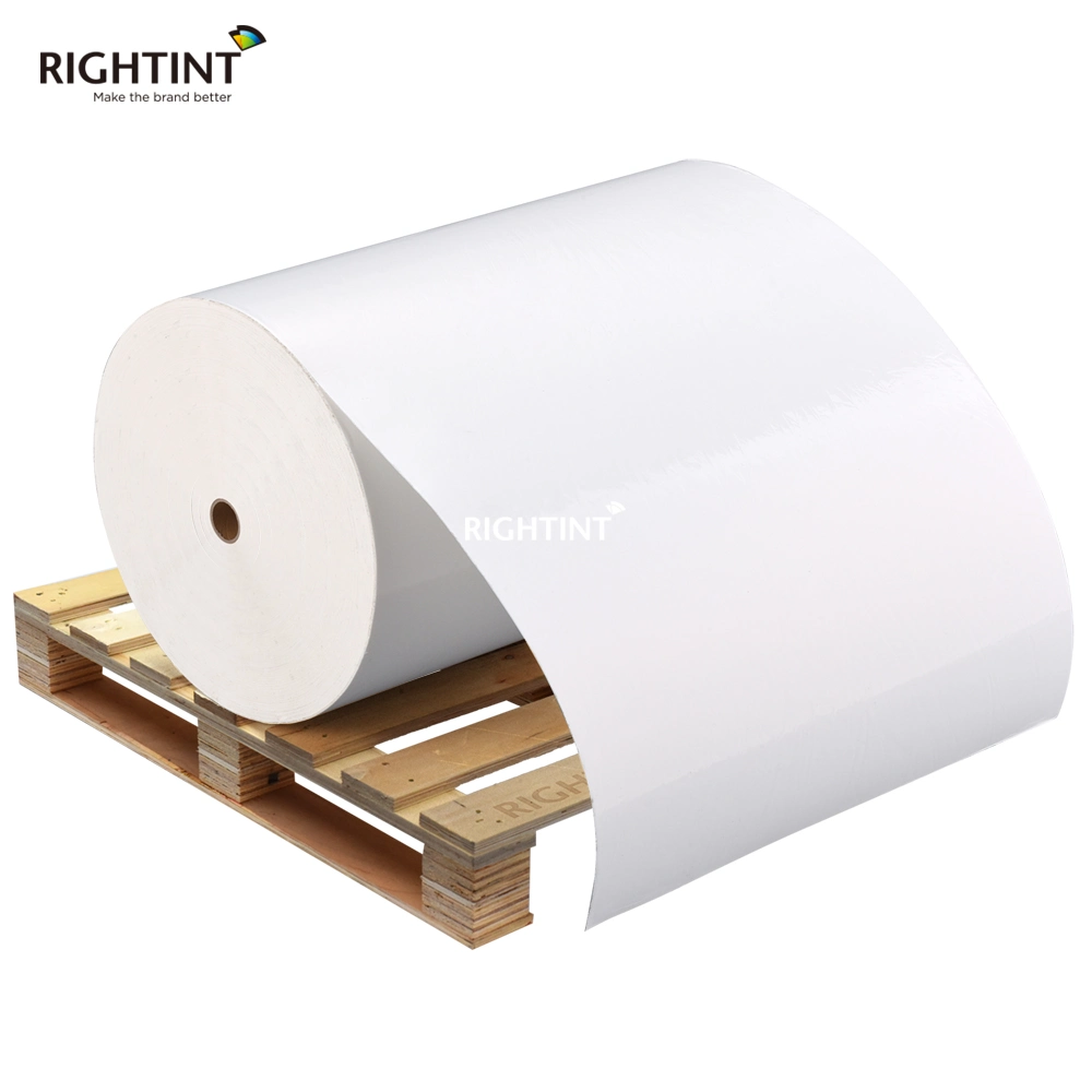 60mic customized Pearl White Vinyl flexo jumbo label film roll Label Printing Roll