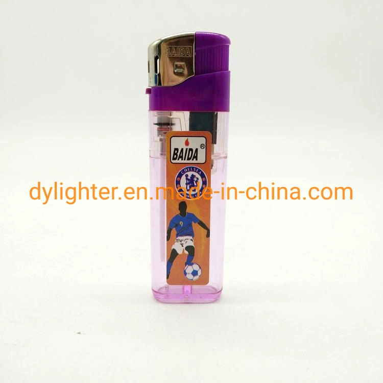 Dy-588 Transparent Five Colors Body with Baida Sticker Kitchen Gas Lighter Disposable or Refillable Promotion