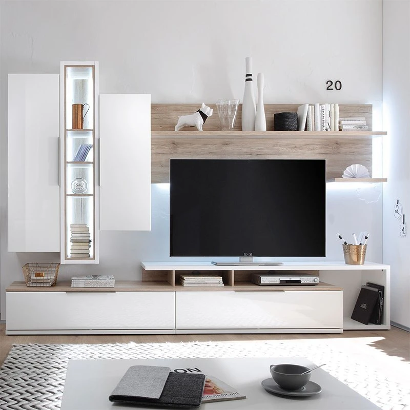 Moderner Stil hölzerner TV-Ständer Weiß MDF TV-Schrank für Wohnzimmer