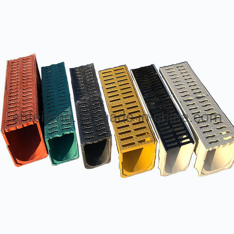 En124 Resin/Plastic SMC Composite Drain Drainage Channel Grate U 150mm Width 350mm Height 1000mm Length