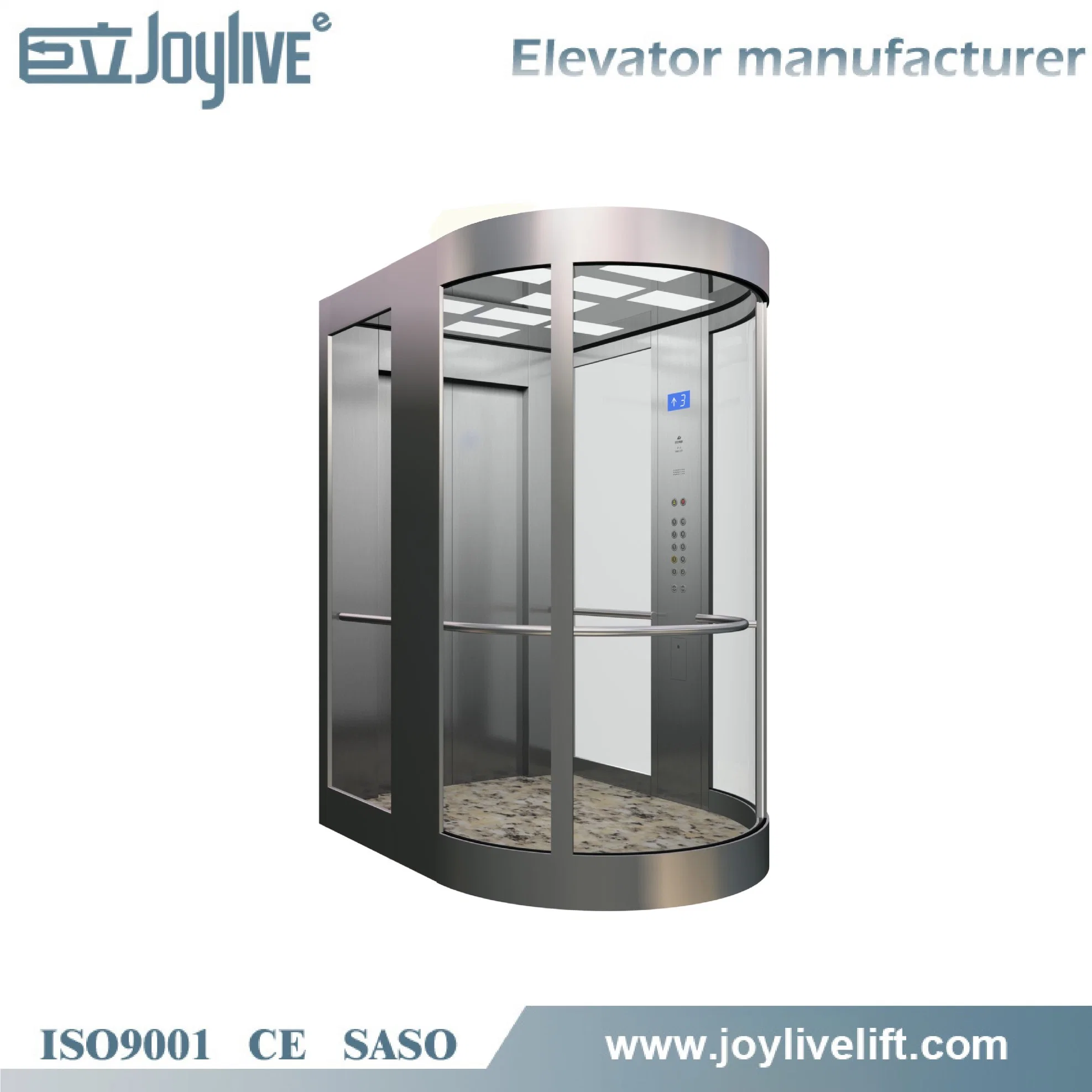 Outdoor Beautiful View 1600kg 1.75m/S Panoramic Elevator Capsule Glass Lift for Sightseeing