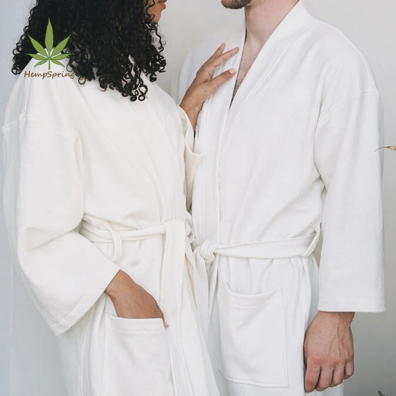 Hemp Bathrobe Pj Set Unisex Long Sleeve Bath Robe Sustainable Men Bathrobe Eco Friendly Robe Hemp Housecoat Hemp Cotton Bathrobe