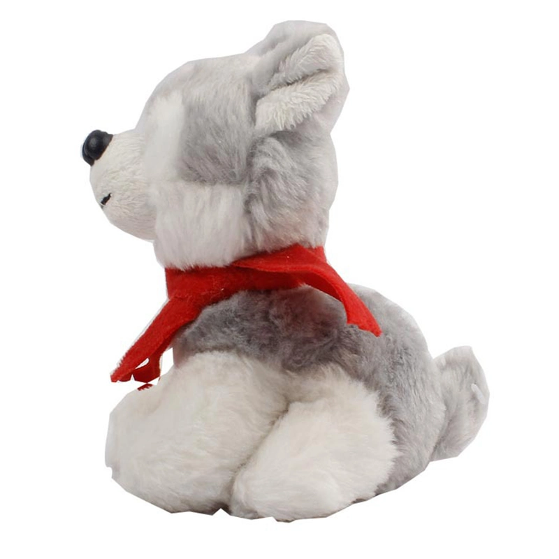 25cm Soft Furry Plush Juguete Husky Perro relleno animal Con bufanda roja