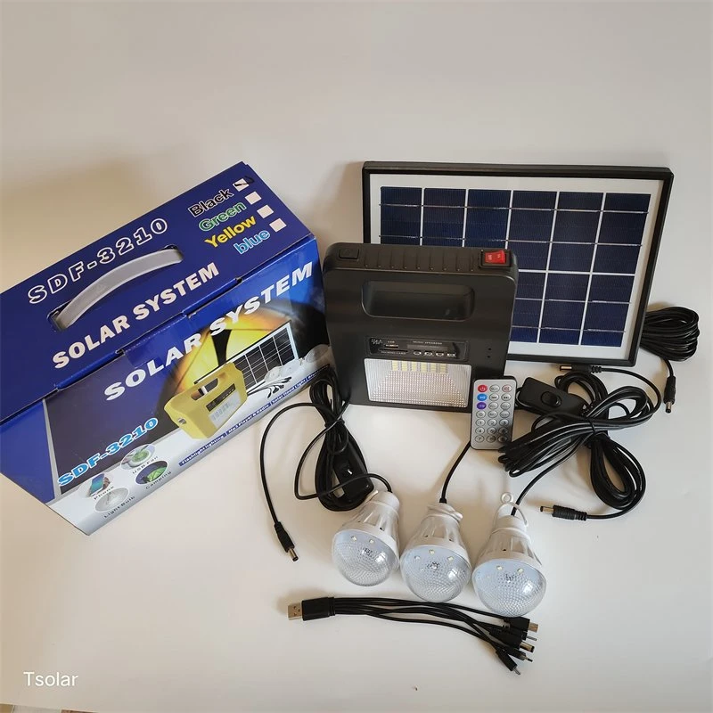 Solar Energy Lighting System 10W Mini Solar Lighting Kits with Radio FM and MP3 Mobile Charger Function