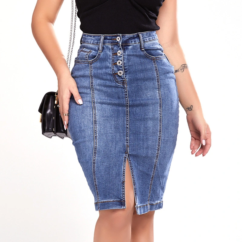 Wholesale/Supplier The Skirt for Ladies Fashion Customised Womens Casual Sexy Skirts Button-Fly Pocket Mini Short Denim Skirts for Women