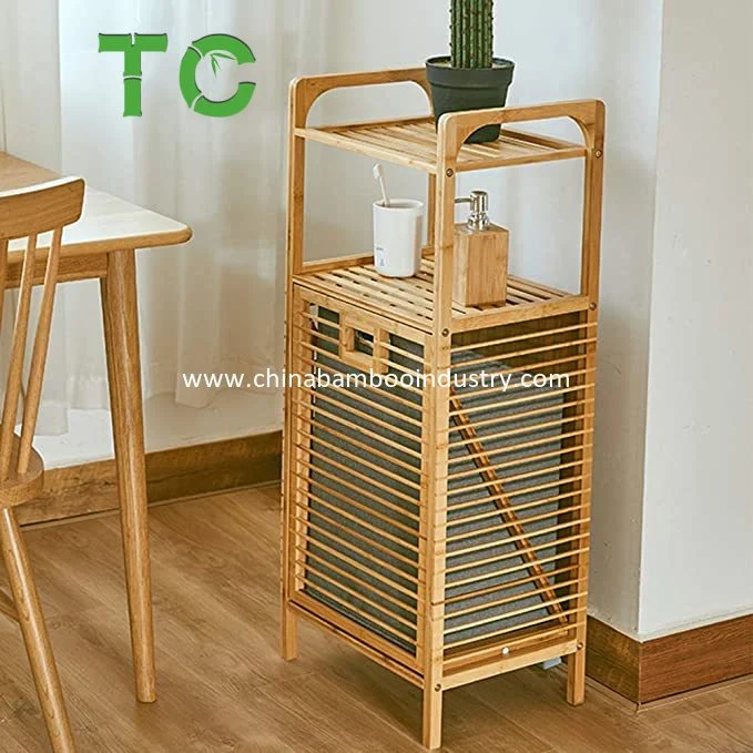 Bamboo Tilt-out Laundry Hamper, Multi-Layer Storage Laundry Basket Wooden Bamboo Laundry Sorter Bamboo Laundry Laundry Hamper