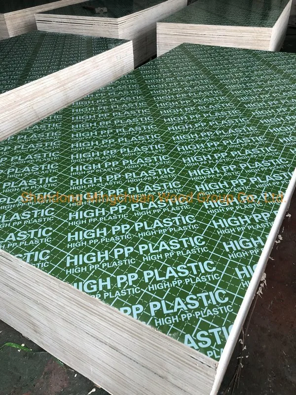 18mm Green Plastic Film Faced Plywood PVC Board Hardwood PP Plywood