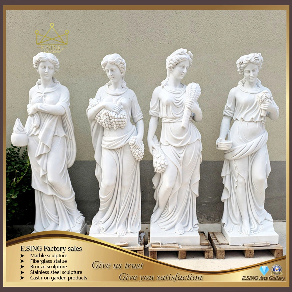 Famous Design Hand Carved Beige Marble Stone Statue Four Season Gods Sculpture